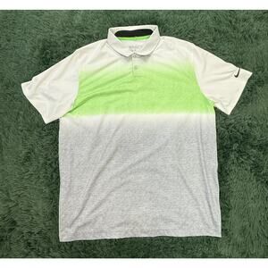 Nike Golf Men's XL Performance Polo Shirt Ombre White Green Gray Dri-FIT True